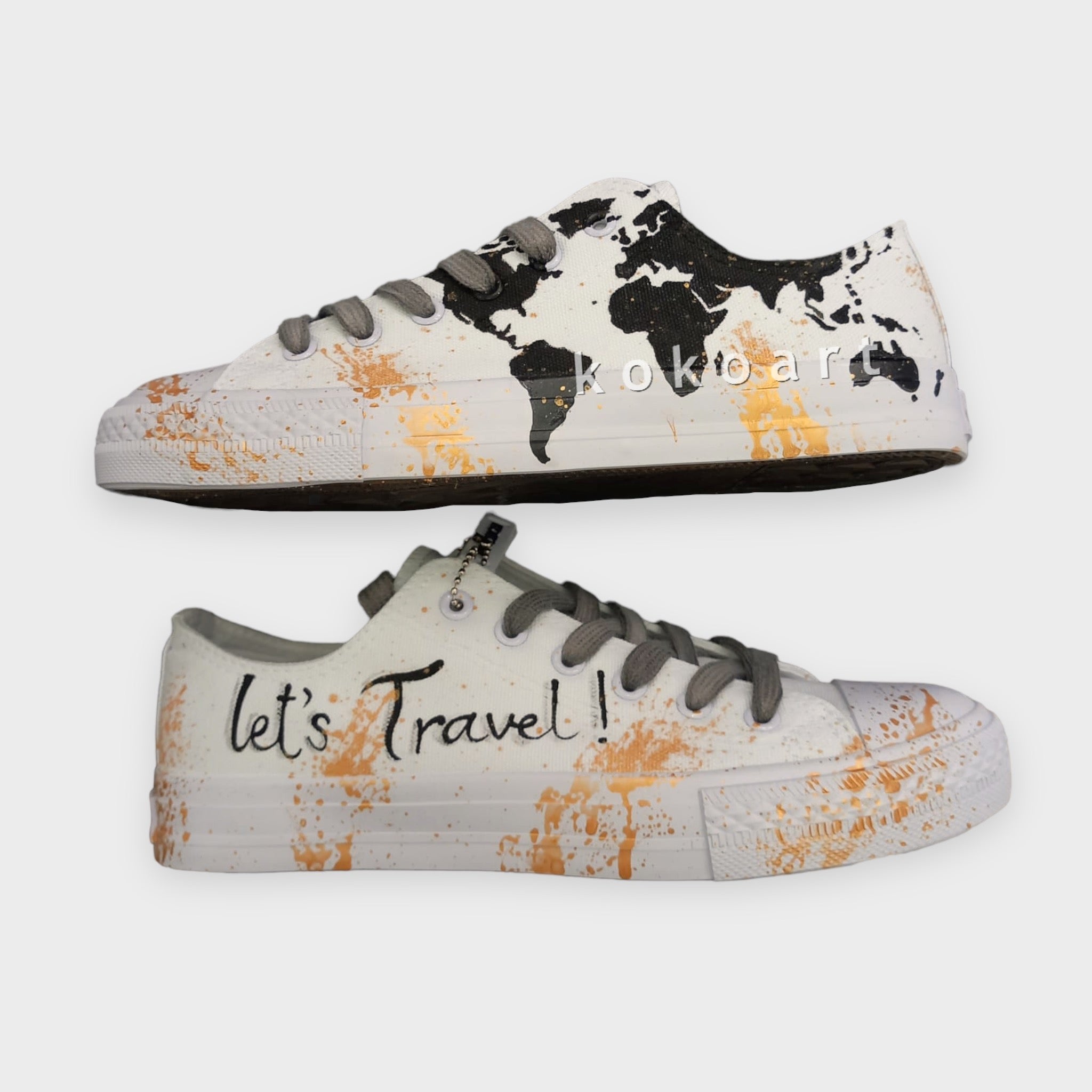 Let's Travel Hand Painted Shoes