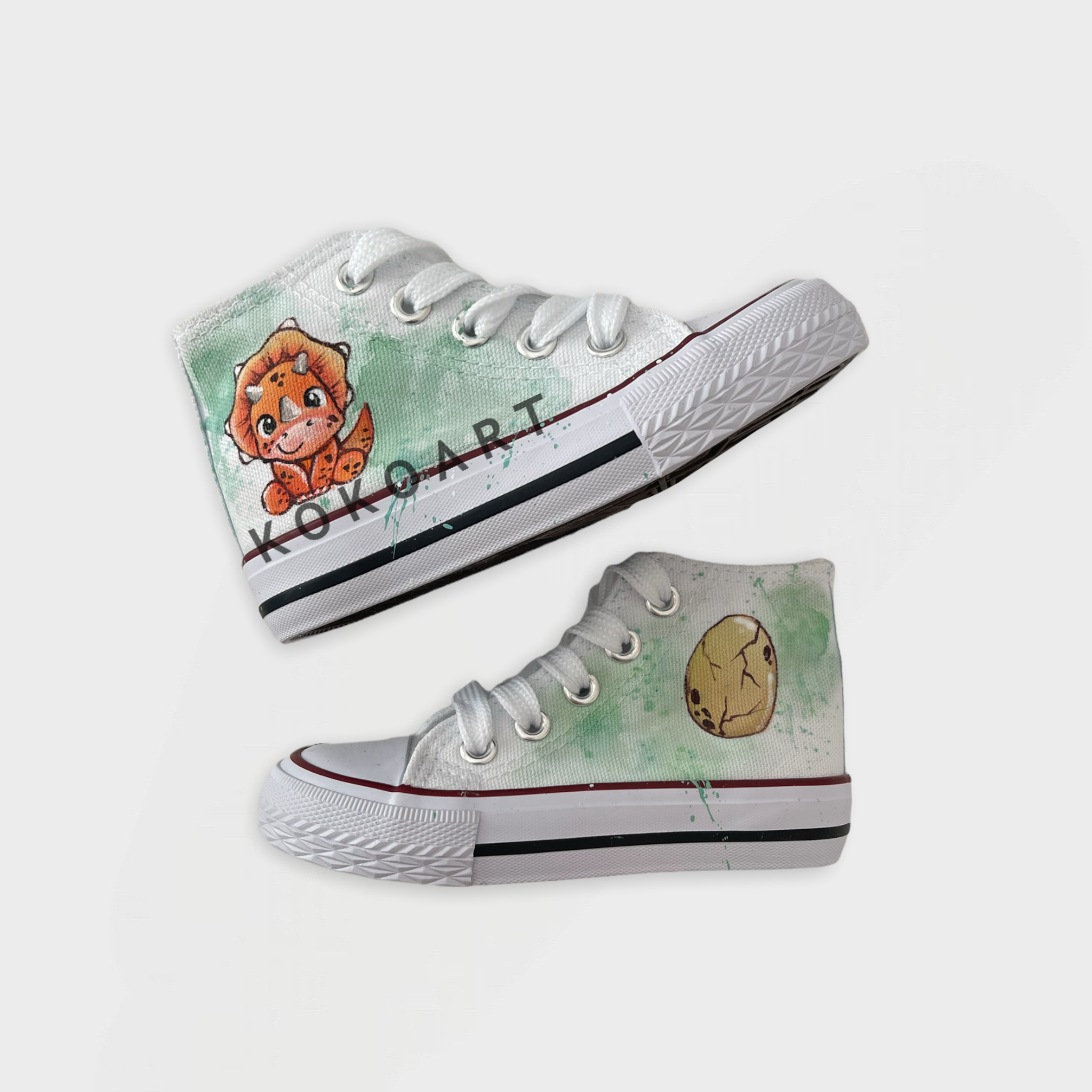 Dinosaur Hand Painted Kids Shoes